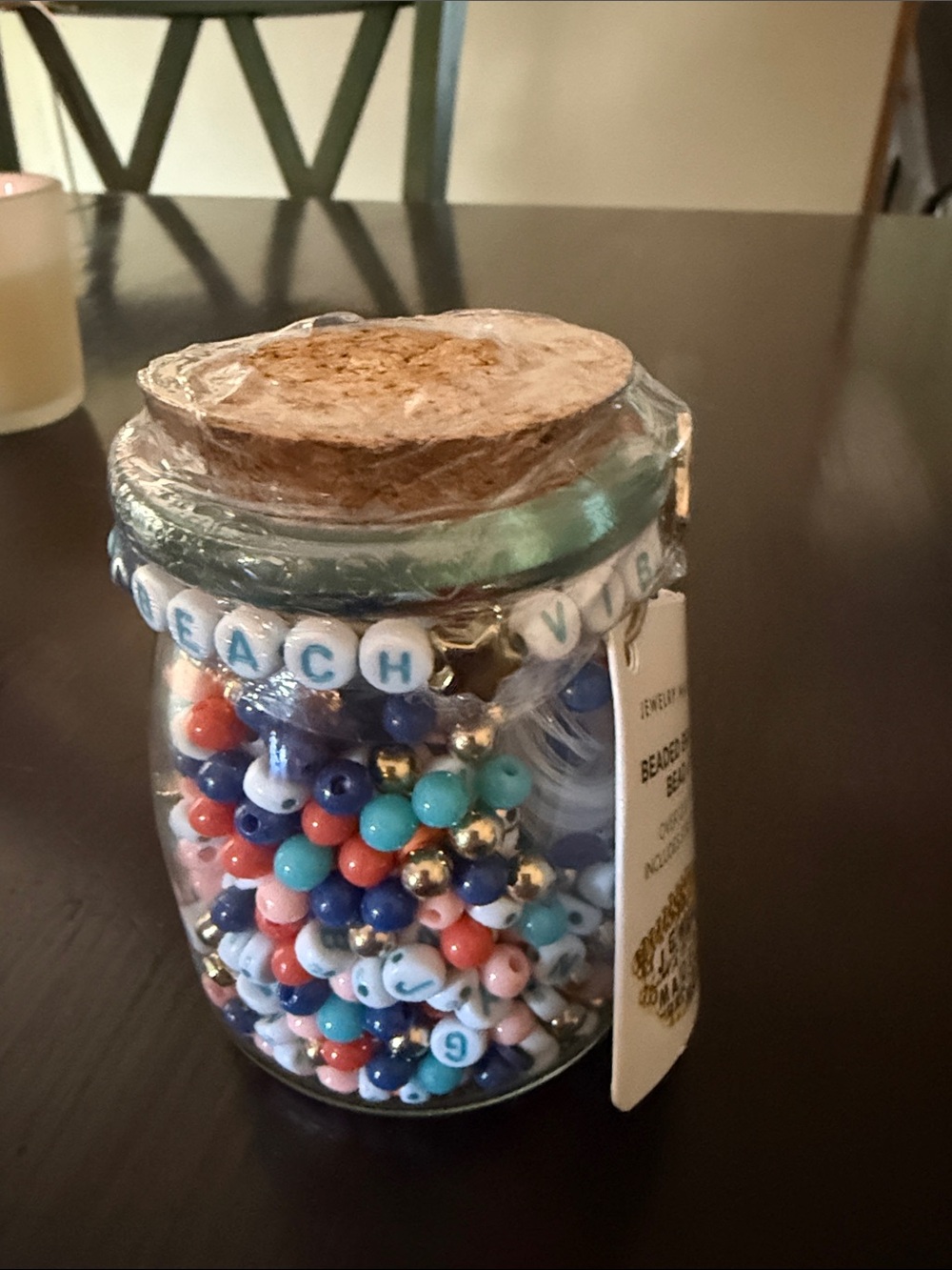 Beach Vibes Bead Jar - Decorative Glass Jar with Mixed Beads NWT